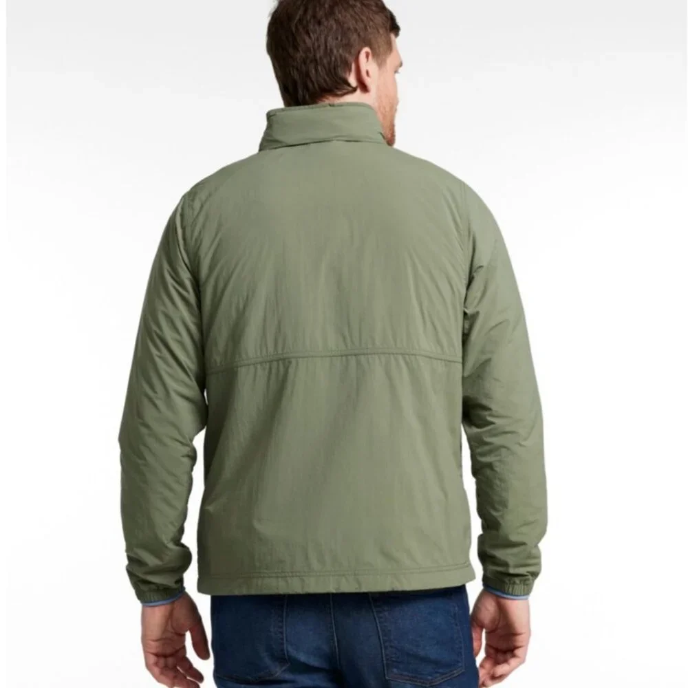 L.L. Bean Men's Light and Airy Anorak Windbreaker, Sage/Navy, Medium, EUC